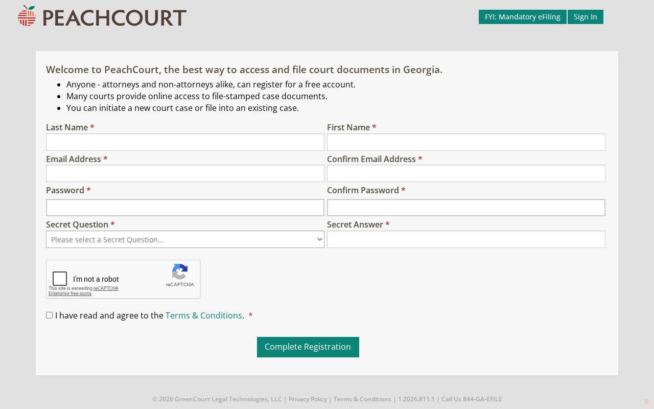 Union County case search PeachCourt free account registration