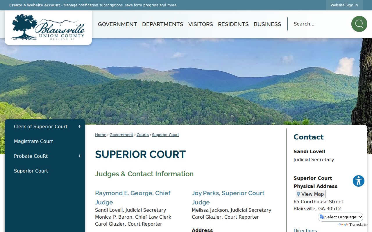 Union County civil court docket Superior Court judge and contact page