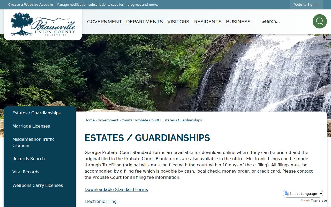Union County Probate guidance on original wills, e-filing, and older docket books