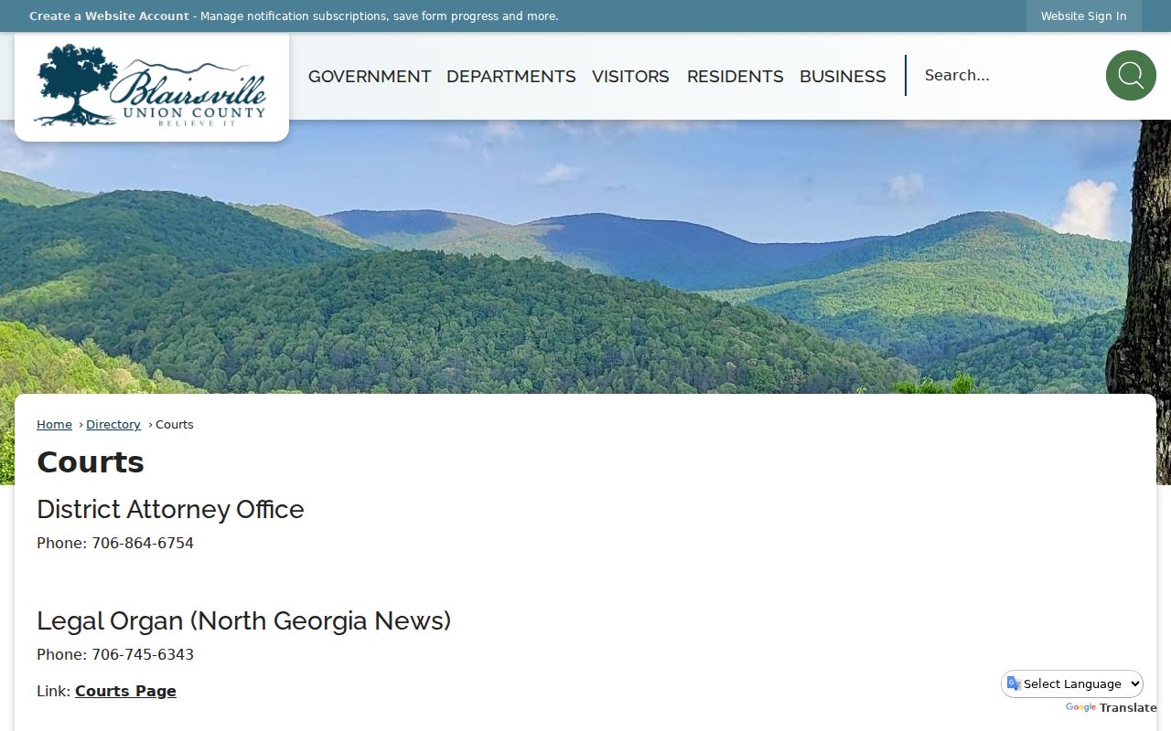 Union County court docket office directory and contacts
